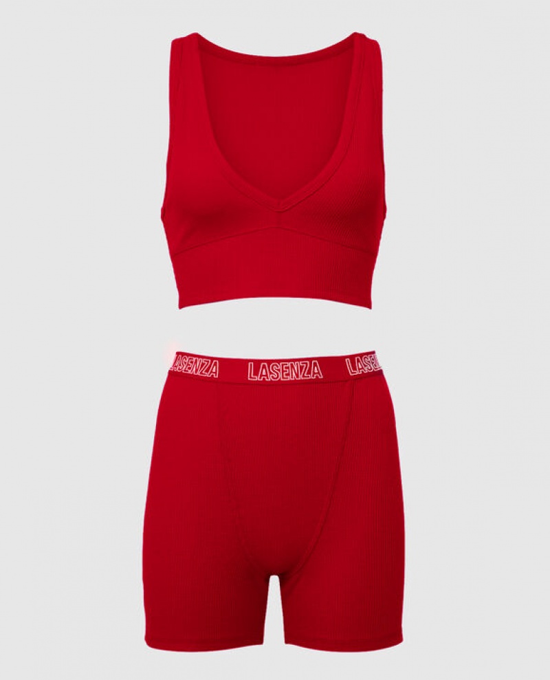 Ropa De Dormir La Senza Waffle Crop Mujer Rojas | bIYKn40f