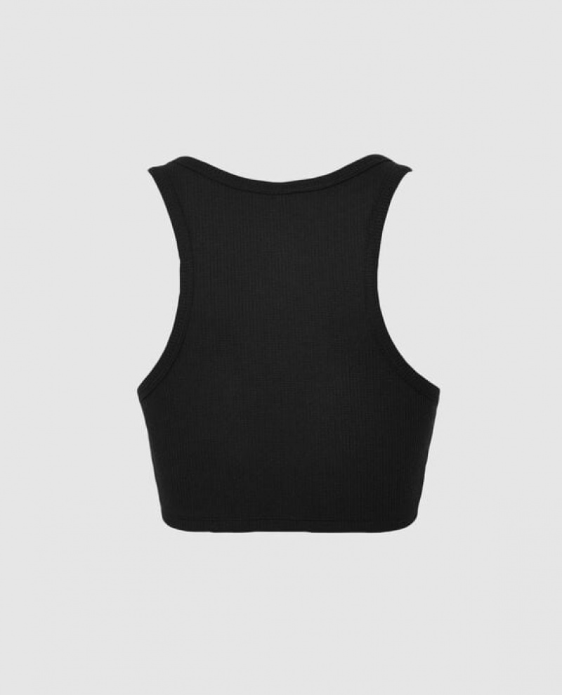 Ropa De Dormir La Senza Waffle Crop Mujer Negras | ThMGak69